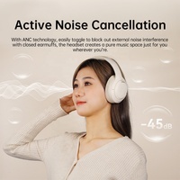 Auriculares Inalámbricos con Cancelación de Ruido ANC de 4 Micrófonos, Auriculares Estéreo Supraaurales con Bluetooth y 70 Horas de Reproducción, Fabricante OEM