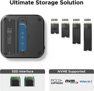 UGREEN 10 in 1 Dock dan Stand Hub DP untuk Macmini M4 dengan Enclosure SSD <span class=keywords><strong>M</strong></span>.2 NVMe, DP 4K144Hz, USB A/C 10G, SD/TF, Audio - Product Image 5