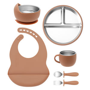 Juego de Vajilla para Bebé 2025 con Diseño Adorable, de Acero Inoxidable de Grado Alimenticio, Plato, Tazón, Tenedor, Cuchara, Babero con Base de Succión para una Alimentación Fácil - Product Image 6