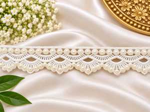 Bordure en dentelle perlée élégante, ruban floral blanc au crochet, largeur personnalisée, pour robe de mariée, voile de mariée, couture de vêtements, usage domestique - Product Image 2
