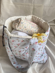 定制风格绗缝女童手提袋可爱甜美优雅碎花蝴蝶结图案印花女式肩包 - Product Image 3