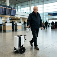 Scooter de mobilité à trois roues OEM en aluminium, portable, tout-terrain, pliable, avec batterie sécurisée pour le transport aérien et moteur 350W, pour le shopping et les voyages