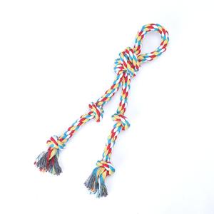 Çevre Dostu Lüks Köpek Oyuncağı Büyük Çift Katlı Üç Düğümlü Diş Temizleyici Pamuk Halat Isırmaya Dayanıklı Ses Çıkaran Tavuk Aromalı 160g - Product Image 4