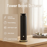 Diffuseur d'huiles essentielles sans eau avec minuterie intermittente, tour électrique noire, machine de diffusion de parfum pour l'élimination des odeurs commerciales