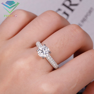 14K Goud 1ct Ronde Gesneden Vvs Duidelijkheid Lab Cvd Diamant Bruiloft Verlovingsring Voor Vrouwen Moissanite Ringen - Product Image 1