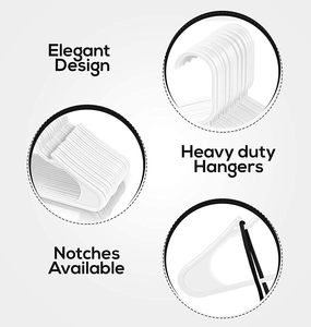 Super Heavy Duty Non-Slip Eco-Friendly Flexible <b>Black</b> Plastic Suit Hangers High Quality Premium Modern Space-Saving Wardrobe - Product Image 5