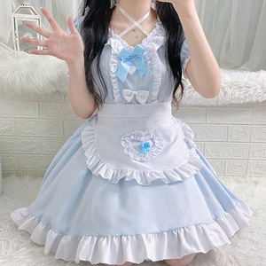 Disfraz de Sirvienta Lolita Original para Mujer Adulta, Vestido de Anime Dulce, Delantal con Volantes Kawaii, Lazo, Mangas Abullonadas, Disfraz de Cosplay - Product Image 6