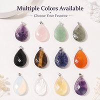Pendentif en pierre de guérison en cristal naturel facetté en forme de goutte d'eau, quartz rose, améthyste, pierre précieuse en forme de larme, breloques, collier, bijoux Chakra