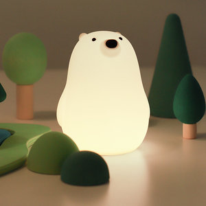 <span class=keywords><strong>Veilleuse</strong></span> LED MUID en silicone motif petit ours blanc, mignonne et mini, avec lumière blanc chaud pour chambre d'enfant et chevet - Product Image 2