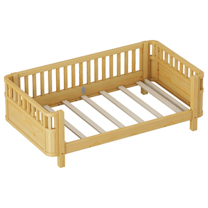 Cama Individual Segura para Niños de Madera Maciza Resistente <span class=keywords><strong>con</strong></span> Barandilla Anticaídas, Cama Individual para Dormir Juntos - Product Image 1