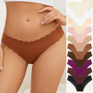 <span class=keywords><strong>Slip</strong></span> a Vita Bassa per Ragazze con Bordo Ondulato, Intimo Invisibile Morbido, Mutandine Senza Cuciture per Donne - Product Image 1