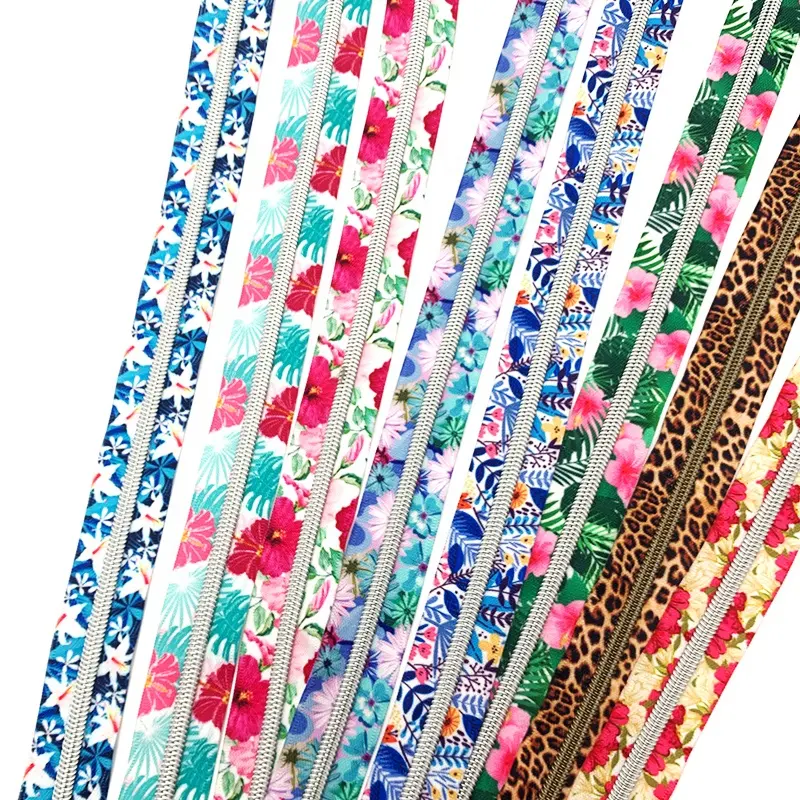 Customized #3 and #5 printed color zipper tape high quality multi-purpose nylon waterproof zipper for bags