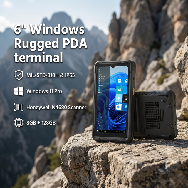 6.5-inch Rugged PDA Windows 11 IoT Enterprise OS NFC GPS 8GB RAM +128GB Enterprise Mobile Applications Barcode