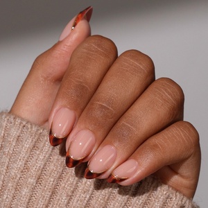 Short Almond Reusable Fake False <b>Nails</b> <b>Set</b> Supplies Wholesale Soft Gel Leopard French Artificial Press on <b>Nails</b> with Glue - Product Image 1