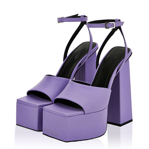 Escarpins à talons épais pour femmes, sandales à plateforme épaisse, bout carré ouvert, chaussures d'été personnalisées - Product Image 2