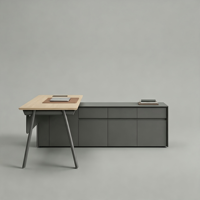 Bureau de direction avec armoire latérale fixe, bureau moderne pour cadre pour bureau d'entreprise et salle de réunion