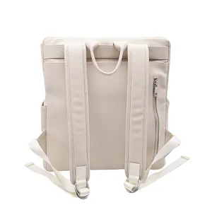 Pure White High Quality Leather Diaper Bag Backpack Luxury Designer Baby Diaper Bags