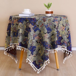 <span class=keywords><strong>Nappe</strong></span> <span class=keywords><strong>Jacquard</strong></span> Épaisse Imprimée Petit Ours Bleu Style Vintage <span class=keywords><strong>Français</strong></span> avec Macramé pour Événements et Fêtes – Vente en Gros - Product Image 3