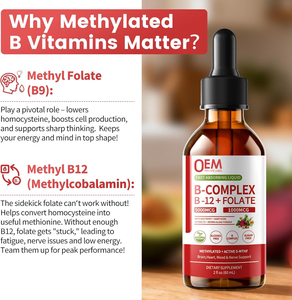 OEM dimetil B cairan kompleks tetes <span class=keywords><strong>5000</strong></span> <span class=keywords><strong>Mcg</strong></span> <span class=keywords><strong>B12</strong></span> metilobalamin folat Vitamin B tetes dengan B3 B6 bit Hawthorn - Product Image 3