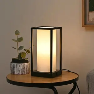 Postmodern table lamps for bedroom square metal unique living room black touch control lantern table lamp for home