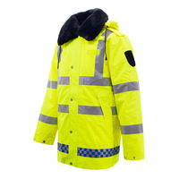 Imperméable de sécurité jaune fluorescent réfléchissant ANSI Classe 3 avec logo, en tissu Oxford de coton épaissi, résistant au froid, vêtement de travail - Marque Aoke