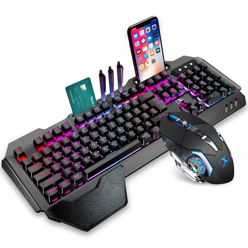 Xinmeng Bộ bàn phím và chuột không dây có thể sạc lại k680 RGB phát quang cảm ứng cơ học trò chơi eSports chuột bàn phím