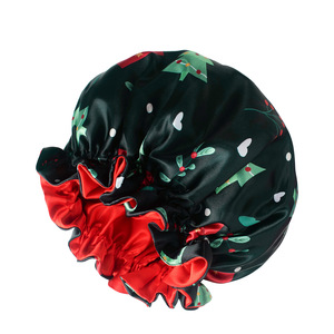 2025 hiver décontracté thème de noël Double couche <span class=keywords><strong>Satin</strong></span> soins des cheveux recto-verso pour, bonnet en <span class=keywords><strong>satin</strong></span> utilisation révisable - Product Image 5