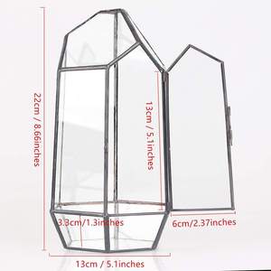 Grand terrarium en verre noir, pot de fleurs, jardinière, écologique, unique, style Art déco, décoration pour la maison, le jardin, les mariages, <span class=keywords><strong>cadre</strong></span> géométrique transparent - Product Image 3