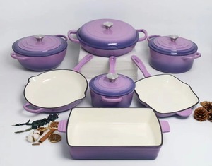 Bộ nồi chảo gang tráng men phủ ceramic chống dính, gồm chảo, nồi nhỏ, nồi kho, nồi hầm - Product Image 1