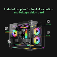 Boîtier PC MicroATX en verre trempé double avec support de radiateur latéral de 280 mm, châssis de jeu panoramique
