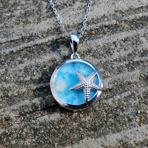 จี้รูปปลาดาวเปลือกหอยประดับพลอยลาร์ิมาร์ธรรมชาติ เงินแท้ 925 เครื่องประดับลาร์ิมาร์ธีมชีวิตใต้ทะเลสำหรับผู้หญิง - Product Image 6