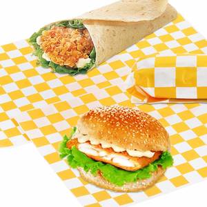 Custom Eco-Friendly Biodegradable Checkered <b>Greaseproof</b> Burger Wrapper <b>Paper</b> Silicone Single-Sided Sandwich Bread Snack High - Product Image 6