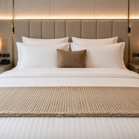 Ensemble de literie d'hôtel de luxe 100% coton blanc pur, tissage satiné 60s 80s, pour les hôtels 5 étoiles Hilton & Marriott Standard