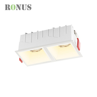 Spot encastré carré LED double tête 7W*2, dimmable, anti-éblouissement, COB