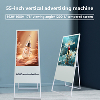 Layar Sentuh Digital Signage Mobile 55 inci 1080p, Tipe Lantai, untuk Periklanan, Layanan Mandiri, Bisnis, Toko Ritel