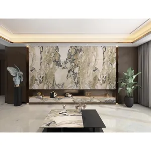 SHIHUI Luxury Stone Natural Marble Wall Panel Slabs Background Oyster White Polished Glazed Marble Stone Slab Wall Tiles