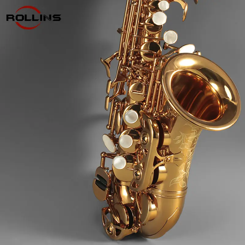 Laca de ouro curvada da qualidade popular pelo eletrophoresis revestimento soprano saxofone KSSL-A1