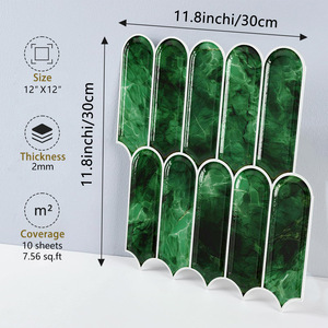Pegatinas de Pared de PVC con Patrón Irregular de Azulejos Verdes, Impermeables, Decoración del Hogar, Cocina, Baño, Azulejos Autoadhesivos - Product Image 2