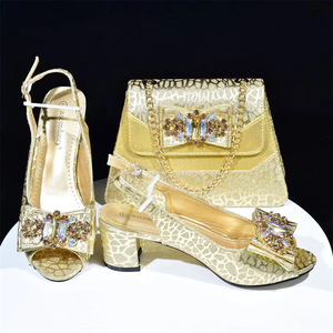 Women's Summer 10cm <b>Square</b> Heel Flat Bridal Shoes Rhinestone Bag <b>Set</b> Genuine Leather Open Toe Slip-On Convertible Straps - Product Image 2