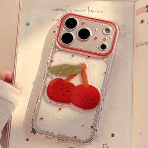 Suitable <b>for</b> <b>iPhone</b> 17 Pro Max, cartoon 3D cherry transparent soft case, precise cutouts, full coverage, shockproof phone case - Product Image 5