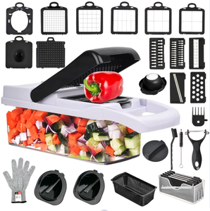 Hachoir manuel 25-en-1 personnalisé avec logo pour légumes, ail, pommes de terre, oignons, concombres, coupe-légumes, <span class=keywords><strong>trancheuse</strong></span> et râpeuse pour fruits et légumes - Product Image 1