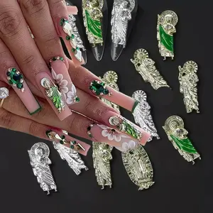 Hot Selling Luxe Metalen Legering Virgin Mary Nail Charms Religie Nail Art Accessoires