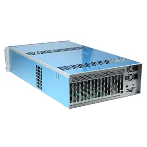 Complète 4U 19 pouces 8/16 GPU ordinateur serveur cas Ensemble Complet avec 128GB SSD Double Carte Mère PSU CPU pour RX 470,RX570,RX580