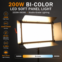 Lumière vidéo LED bicolore 200W pour studio, 3200K 5600K CRI 97, sans ventilateur, DMX512, batterie V-Mount, éclairage pour photographie et streaming en direct