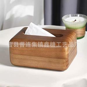 Caja de pañuelos de madera color nogal, dispensador de pañuelos extraíbles, caja de almacenamiento para sala de estar, coche, baño - Product Image 3