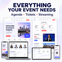 Conception de site web de page d'accueil pour événements avec système d'inscription et diffusion en direct pour la promotion de conférences, plateforme de billetterie en ligne