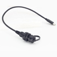 Conector USB C a prueba de agua, montaje en panel, cable de extensión de cable, puerto de cargador con cubierta impermeable