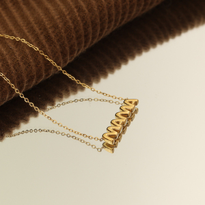 Cadeau de mère Nouvelle maman Lettre Charm Collier PVD Plaqué or Acier inoxydable Bijoux de mode 3D Bulle Mère Maman Collier - Product Image 3
