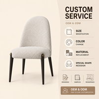 Chaise de salle à manger moderne sans accoudoirs, rembourrée, avec assise en tissu tissé texturé et pieds coniques en bois massif, pour la maison et les restaurants