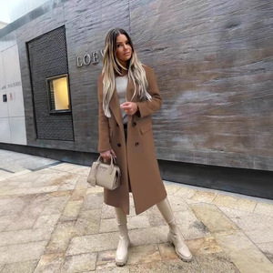 Veste longue à col tailleur pour femmes européennes <span class=keywords><strong>et</strong></span> américaines, automne <span class=keywords><strong>et</strong></span> hiver - Product Image 3